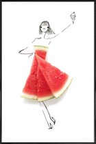JUNIQE - Poster in kunststof lijst Watermeloen - modeschets -30x45