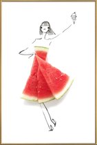 JUNIQE - Poster met kunststof lijst Watermeloen - modeschets -20x30