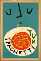 JUNIQE - Poster met houten lijst Yum Spaghetti -13x18 /Rood & Turkoois