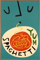 JUNIQE - Poster met kunststof lijst Yum Spaghetti -20x30 /Rood &