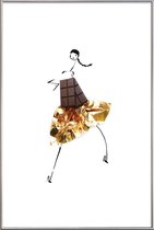 JUNIQE - Poster met kunststof lijst Chocolate -13x18 /Bruin & Geel