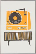 JUNIQE - Poster met kunststof lijst Vinyl Junkie -30x45 /Grijs &