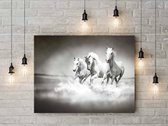 Witte paarden Wanddecoratie | Dieren op canvas | Schilderij | canvas | Schilderij op canvas | 100 x 75 cm
