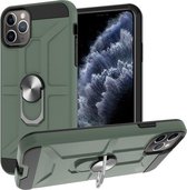 War-god Armor TPU + PC Schokbestendige magnetische beschermhoes met ringhouder voor iPhone 11 Pro Max (diepgroen)