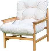NEMSA Alp - Loungestoel - Lounge stoel met kussens - 1 persoon - Massief hout - Crème