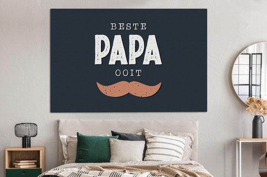 Tableau sur toile Cadeau homme - Vaderdag - Citation - Meilleur papa de tous les temps - Dictons - 180x120 cm - Décoration murale XXL - Cadeau Vaderdag - Cadeau - Cadeau pour lui - Astuce - Hommes