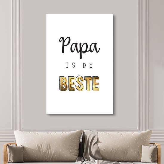 Toile Peinture Cadeau Mari - Vaderdag - Citation - 120x180 cm - Décoration murale XXL