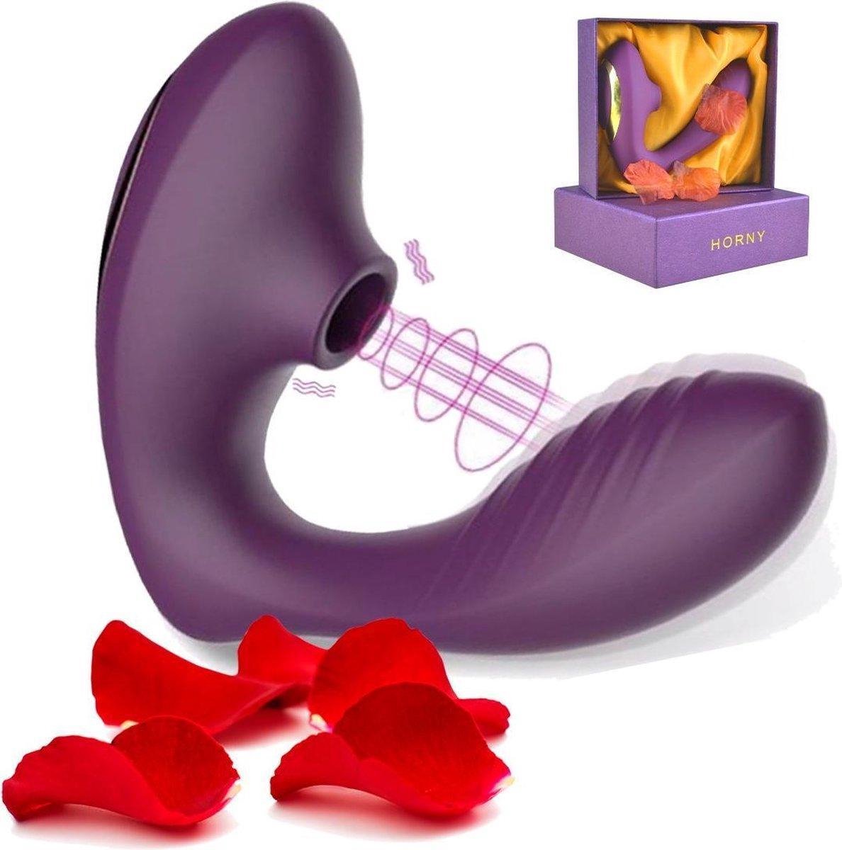 Bol.com De luxe 2 in 1 G-spot & clitoris vibrator - 20 standen - Vibrators voor vrouwen - Luchtdruk - Dildo - Sextoys aanbieding
