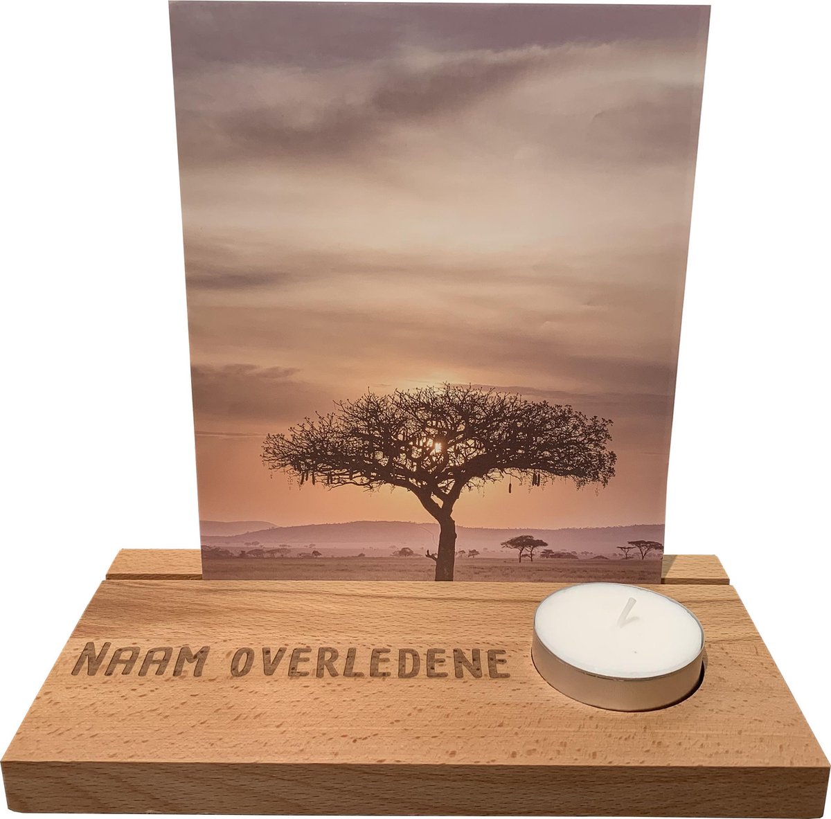 Persoonlijk Beukenhouten Herinneringsplank - Gedenkartikelen - herdenkingslicht - Gedenksteen -waxinelichthouders