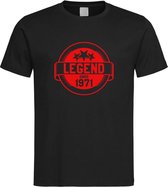 Zwart T-Shirt met “ Legend sinds 1971 “ print Rood  Size XS