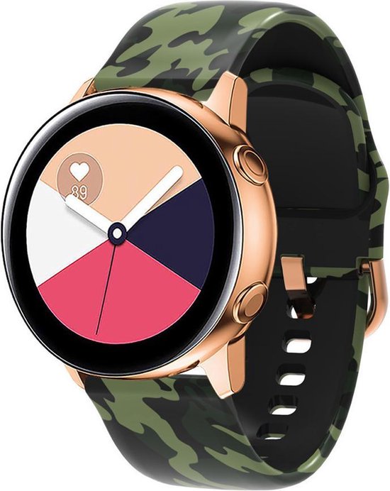 YONO Siliconen Special Bandje 20mm - Horlogebandje geschikt voor Samsung Galaxy Watch 6 / 5 / Pro / 4 / 3 / Active 2 - Polar Ignite / Unite – Huawei - Camouflage Groen