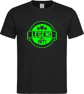 Zwart T-Shirt met “ Legend sinds 1971 “ print Groen  Size M