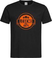 Zwart T-Shirt met “ Legend sinds 1971 “ print Oranje  Size S