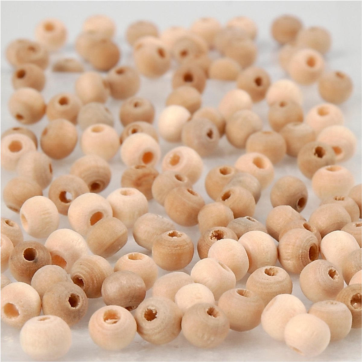 Houten kraal, d 5 mm, gatgrootte 1,5 mm, 100 stuk/ 1 doos