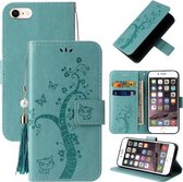 Reliëf Lucky Tree Horizontale Flip Leren Case met Houder & Kaartsleuf & Portemonnee & Lanyard Voor iPhone 8 Plus/7 Plus (Groen)