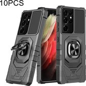 Voor Samsung Galaxy S21 Ultra 5G 10 PCS Union Armor Magnetische PC + TPU Shockproof Case met 360 Graden Rotatie Ring Houder (Zwart)