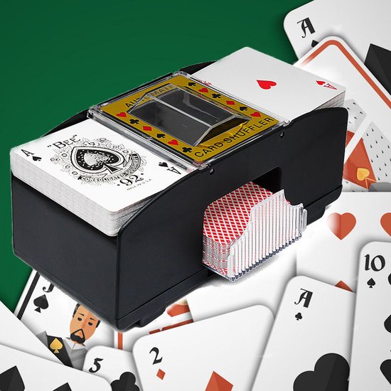 Foto: Decopatent automatische kaartenschudmachine voor speelkaarten kaartenschudder op batterijen poker blackjack card shuffer