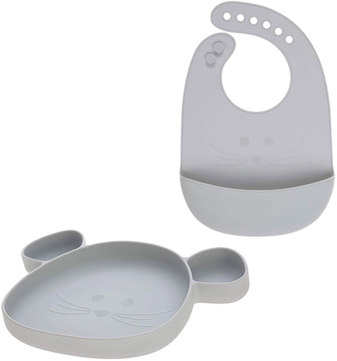 Goedkoopste Lässig Siliconen Bord Met Zuignap Met Siliconen Slabbetje Grijs
