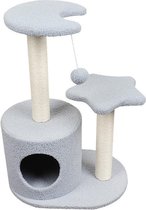 Pets Fortune - Poteau à gratter pour Chats - Poteau d'escalade - Tour de jeu pour Chats 4 plates-formes - Balles jouets avec cloches, Maison pour chat à gratter Jeux de Chats en sisal - Blauw