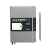 Leuchtturm - Agenda - 2022 - Weekly planner - 1 week per pagina met notitie -12 maanden - A5 - 14,5 x 21 cm - Hardcover - Zilver