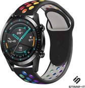 Siliconen Smartwatch bandje - Geschikt voor  Huawei Watch GT / GT 2 sport band - kleurrijk zwart - 42mm - Strap-it Horlogeband / Polsband / Armband