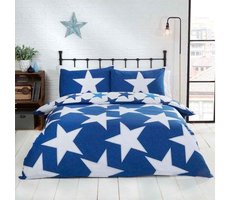 Dekbedovertrek Sterren - Blauw - Tweepersoons - 200 x 200 cm. - Ster dekbed - Dubbelzijdig