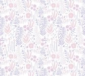 SCHATTIGE TAKJES EN BLOEMETJES BEHANG | Kinderkamer - lila roze wit beige - A.S. Création Little Love