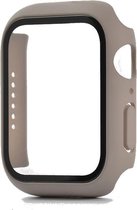 Hoesje geschikt voor Apple Watch 38MM - Hardcase - Screenprotector - Kunststof - Taupe