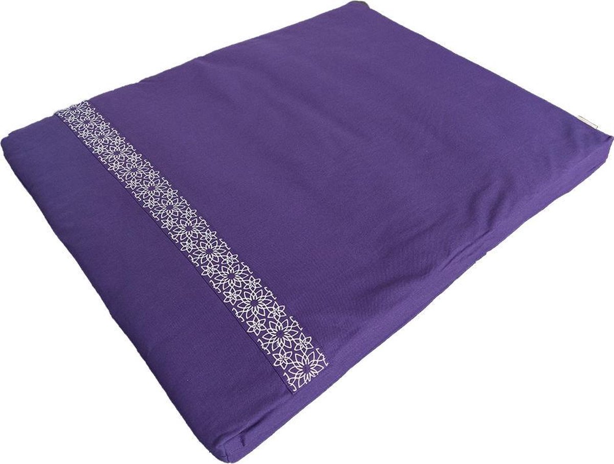 Samarali meditatiemat zabuton (Purper) - ethisch geproduceerd van 100% biologisch katoen (GOTS gecertificeerd) | 90 x 70 x 5 cm | Heeft 2 lagen | Verkrijgbaar in 6 natuurlijke kleuren