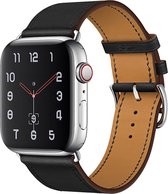 Apple Watch 42/44MM Leren Bandje - Leer - Horloge Bandje - Polsband - Kunstleer - Apple Watch 1 / 2 / 3 / 4 / 5 / 6 / SE - Zwart