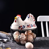 TDR-Metalen Eierenmand met witte keramische kip-geschikt voor het bewaren van fruit, groenten, aardappelen, eieren