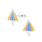 Joy|S - Zilveren paraplu oorbellen - multicolor - t56