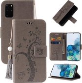 Voor Samsung Galaxy S20+ reliëf Lucky Tree horizontale flip lederen tas met houder & kaartsleuf & portemonnee & lanyard (grijs)