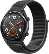Nylon Smartwatch bandje - Geschikt voor  Huawei Watch GT nylon band - zwart - 42mm - Horlogeband / Polsband / Armband