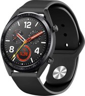 Siliconen Smartwatch bandje - Geschikt voor  Huawei Watch GT sport band - zwart - 46mm - Horlogeband / Polsband / Armband