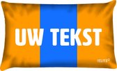 Sierkussen - Buitenkussen Blanje Bleu Eigen Tekst Waterafstotend Bootkussen - Blauw En Oranje - 60 Cm X 40 Cm