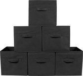 Kast Organizers - Set: 6 Stuks - Multifunctioneel Opberg Mand Box Doos Vakken - Opbergsysteem voor o.a. Kleding BH Sokken Ondergoed Speelgoed Badkamer - 20 L - Zwart