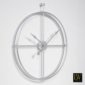 LW Collection XL Wandklok zilver 80cm - Alberto wandklok zilverkleurig - minimalistische Industriële klok metaal