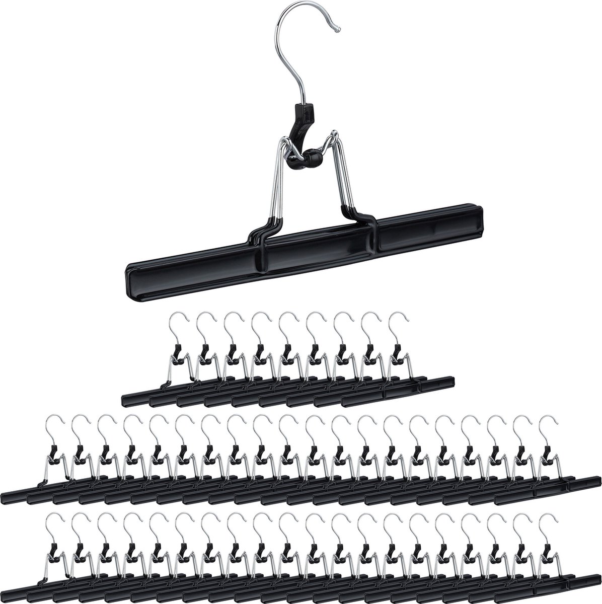 50x broekhanger metaal - rokhanger - kledinghanger - broekenklem - zwart - klem