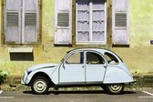 Tuinposter - Auto - Oldtimer Citroen 2 pk in beige / zwart / wit / grijs  - 160 x 240 cm.