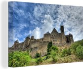 Canvas Schilderij Carcassonne - Wolken - Kasteel - 120x80 cm - Wanddecoratie