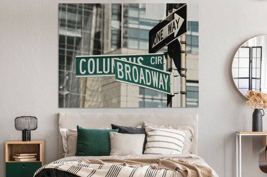 Image d'un panneau de signalisation de Broadway 160x120 cm - Tirage photo sur toile (Décoration murale salon / chambre) XXL / Groot format!