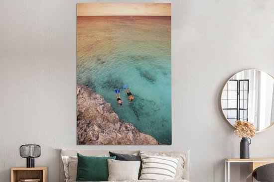 Peintures sur Toile - Snorkeling à Curaçao - 120x180 cm - Décoration murale XXL /