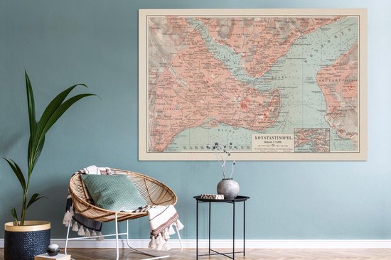 Peintures sur Toile - Vintage - Carte - Couleurs - 150x100 cm - Décoration murale