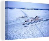 Canvas Schilderij Een Cruiseschip in het ijs - 30x20 cm - Wanddecoratie