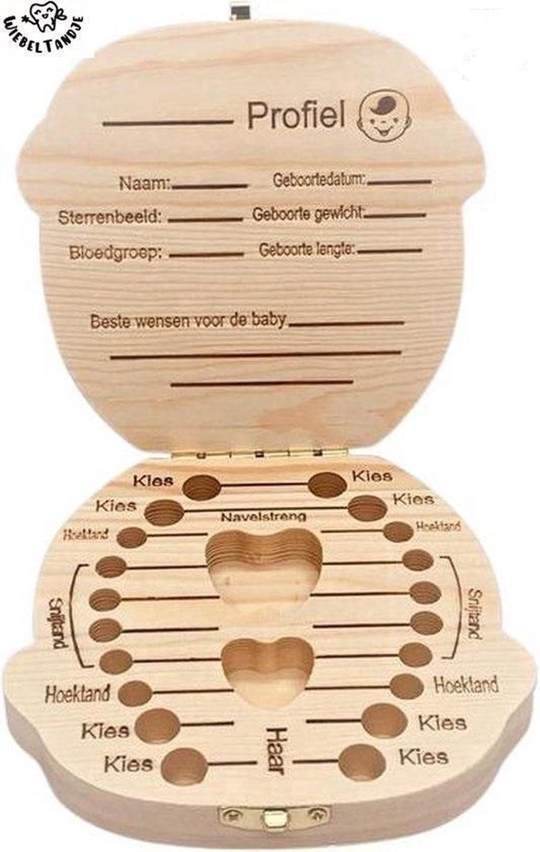 Goedkoopste Echte Klasse Tanden Doosje - Voor Melktanden en Haarlok Kraam Cadeau - Hout - Meisje Blond