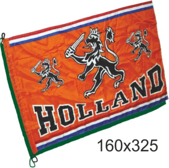 Mega grote vlag oranje Holland met leeuw | WK Voetbal Qatar 2022 | Nederlands elftal vlag | Nederland supporter | Holland souvenir | 160 x 325 cm