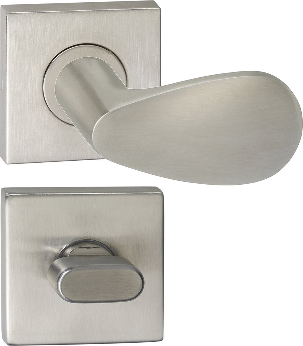 Deurkruk - Impresso Derby - Voor binnen - Vierkant met vierkant toiletrozet - RVS - 2 stuks