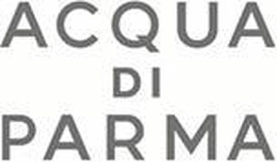 Acqua di Parma logo in grijs op witte achtergrond.