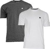 Donnay T-shirt - 2 Pack - Sportshirt - Heren - Maat 3XL - Wit & Ch-marl